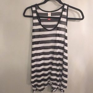black and white thick striped tank top